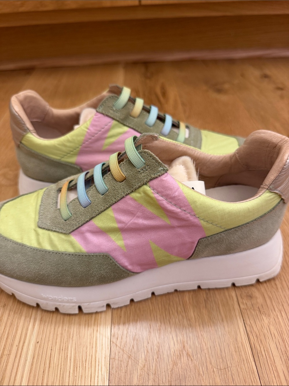 Pastel Multicolor Women's Casual Sneakers in Pink & Light Green